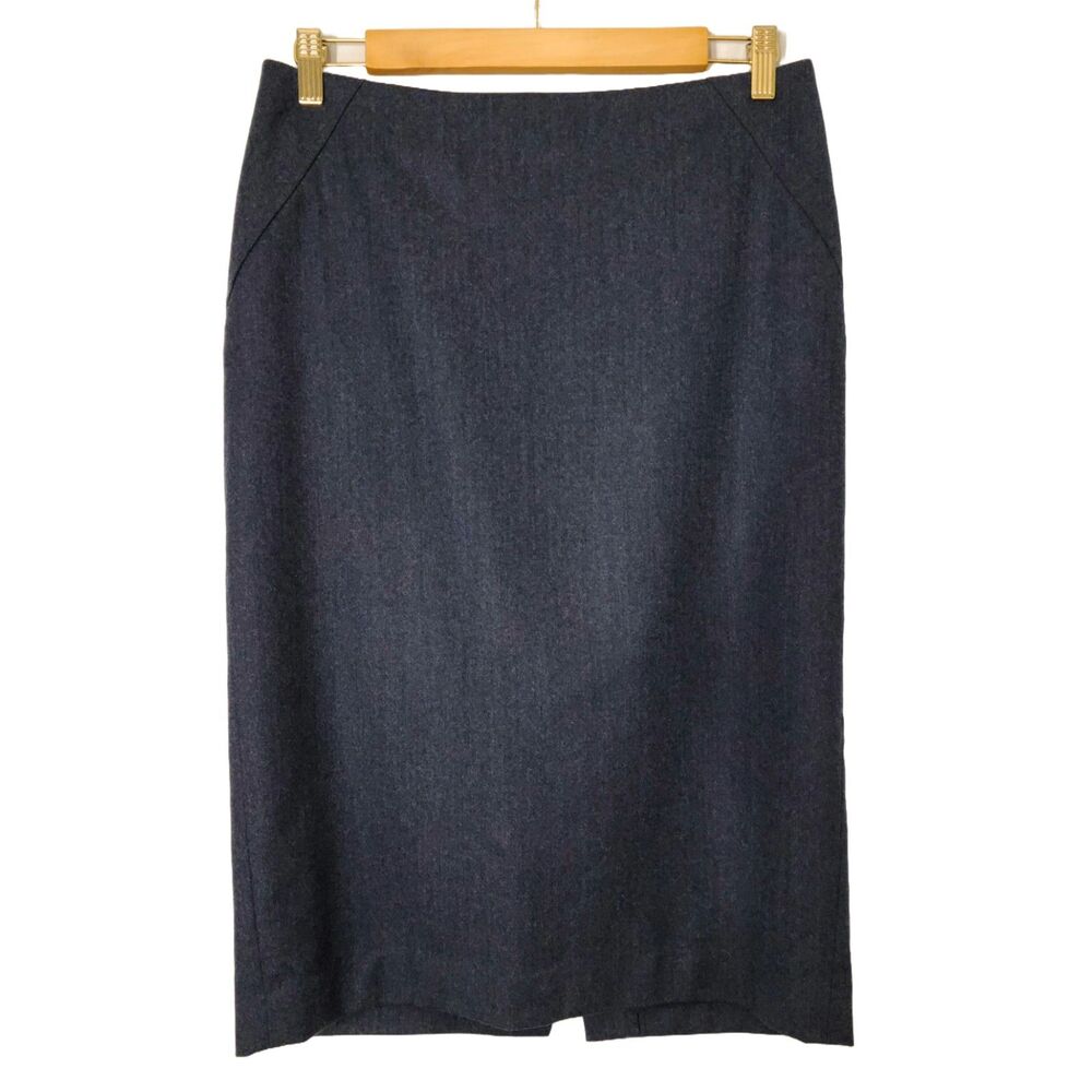 Talbots Womens Italian Flannel 99% Wool Straight Skirt Size 6 Bluish Gray Lined